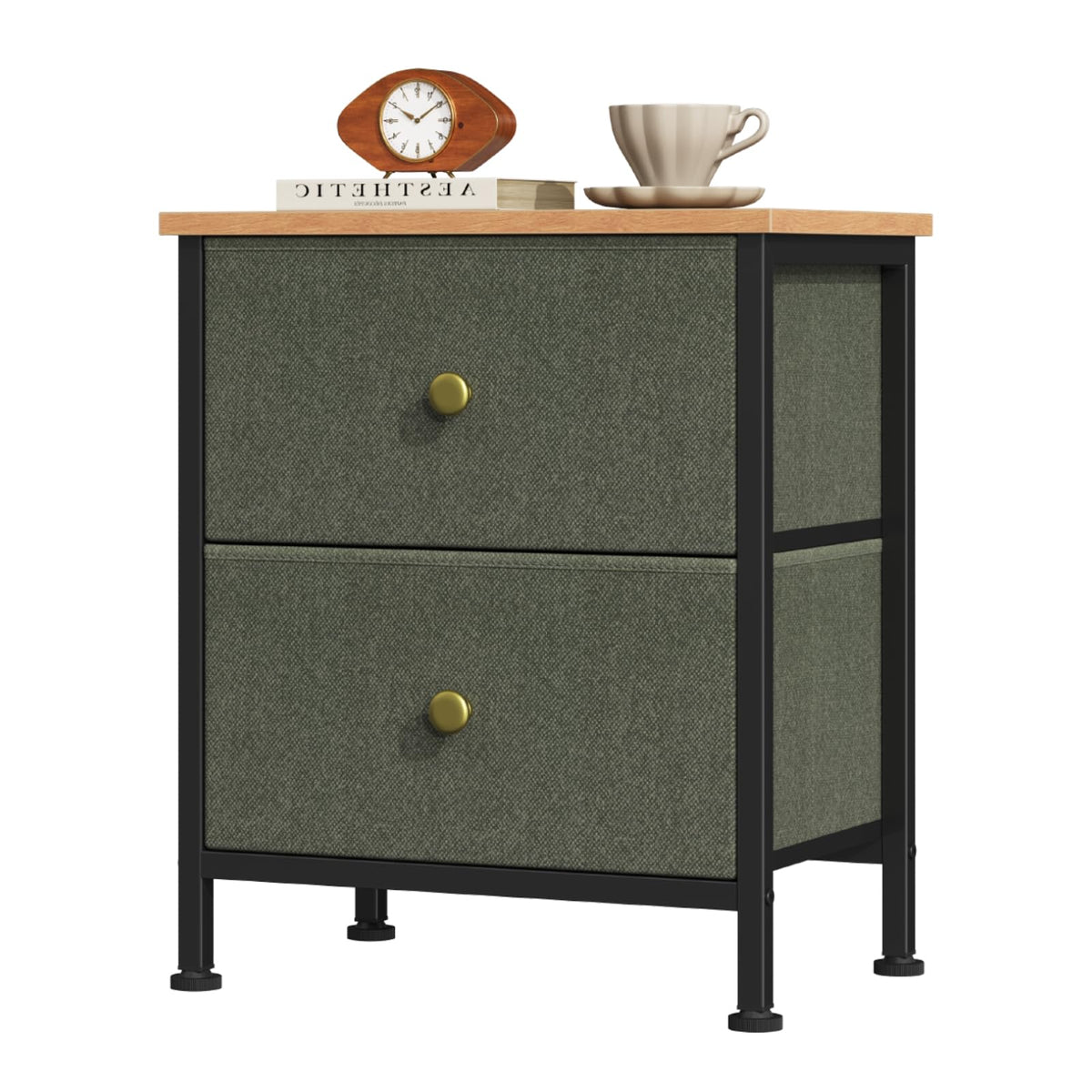 DUMOS Night Stand Small Dresser for Bedroom with 2 Drawers, Bedside Table