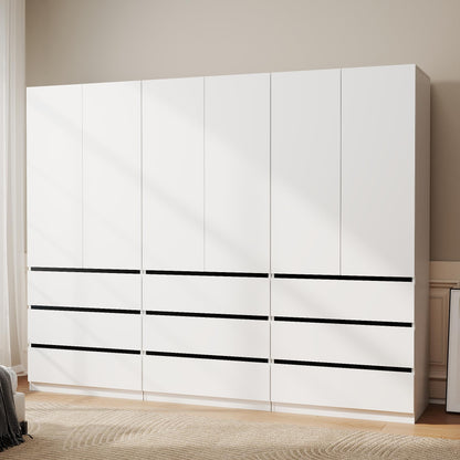 White Armoire Wardrobe Closet with 4 Doors, 75" Tall x 63" Wide