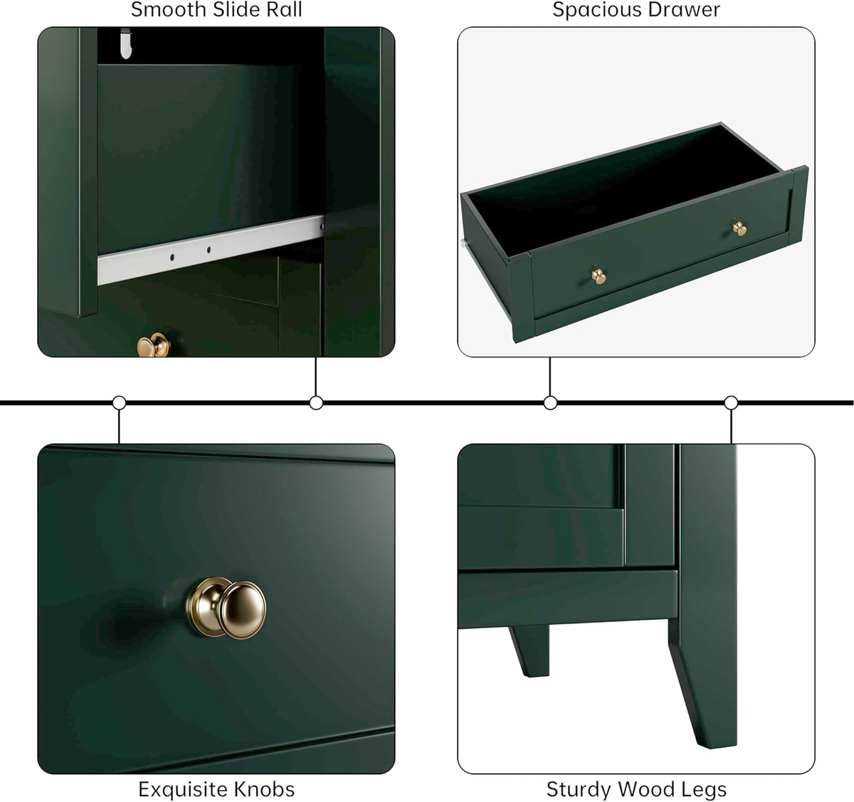 Garvee 5 Drawer Dresser for Bedroom, Modern Tall Chest of Drawers with Metal Knobs, Wooden Clothes Storage Organizer for Closet, Nursery, Living Room, Apartment, Green
