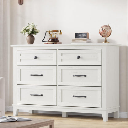 GarveeHome 6 Dresser for Bedroom, 47 in Wide Drawer Dresser with Storage Freestanding, Wooden Closet Storage Chest for Living Room, Bedroom, Entryway, Ash Grey