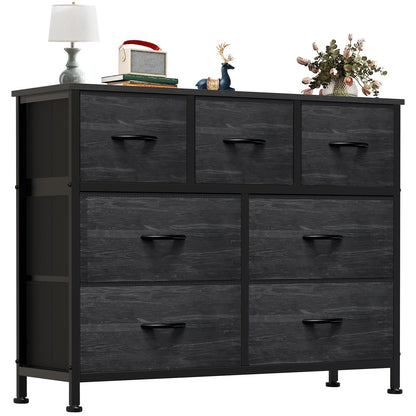 OLIXIS Black Dresser for Bedroom with 7 Fabric Drawers Storage Organizer
