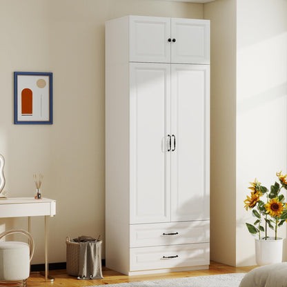White Armoire Wardrobe Closet with 2 Drawers: 88" H x 32" W