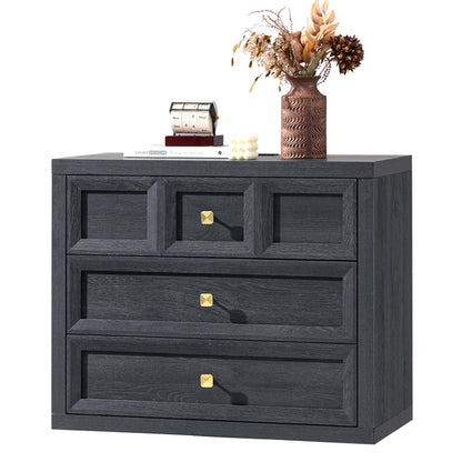 Night Stand Large W/Charging Station, 30.7" W Oversized Nightstands Tall Bedside Table with 3 Drawers, Accent End Table W/Large Storage, Modern Wood End Table for Bedroom, Office