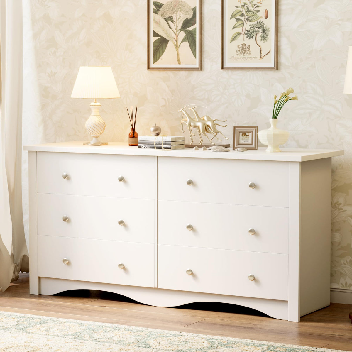 YESHOMY White Dresser for Bedroom with 6 Drawer, 47.2" Organizer Drawers