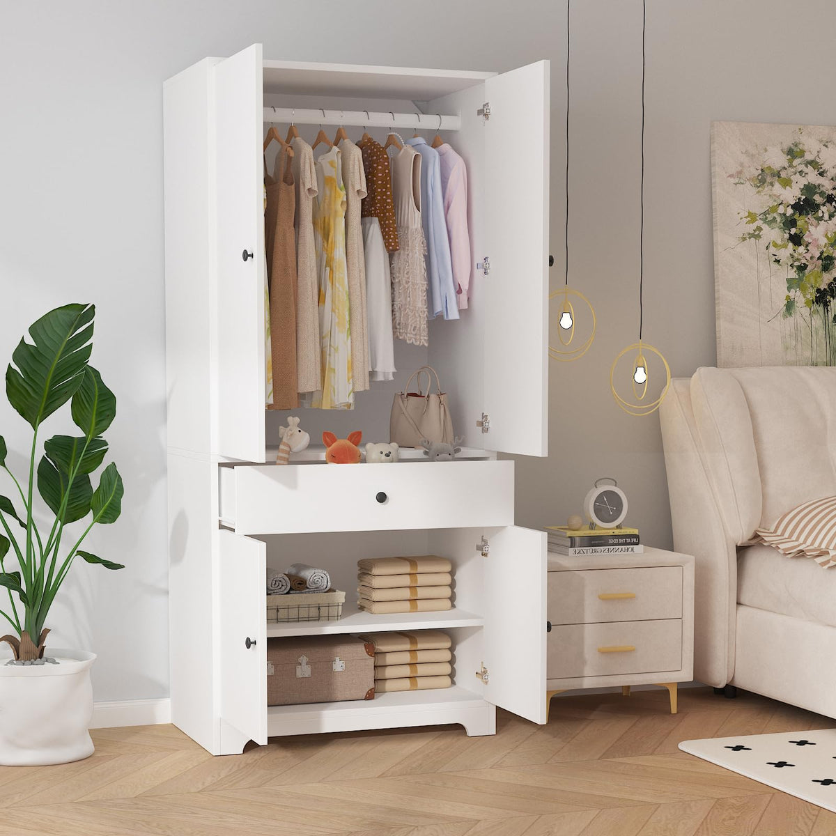 Garvee 71" Armoire Wardrobe Closet Bedroom Armoire Clothing Storage Cabinet