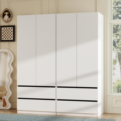 White Armoire Wardrobe Closet with 4 Doors, 75" Tall x 63" Wide