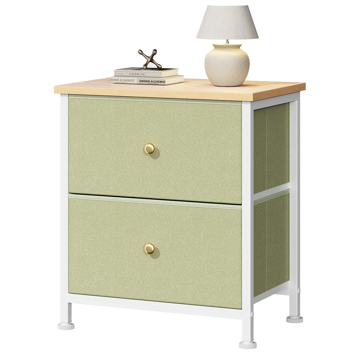 DUMOS Night Stand Small Dresser for Bedroom with 2 Drawers, Bedside Table