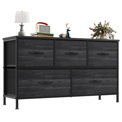 OLIXIS 5 Drawer Black Dresser for Bedroom, Closet Chest Organizer Furniture