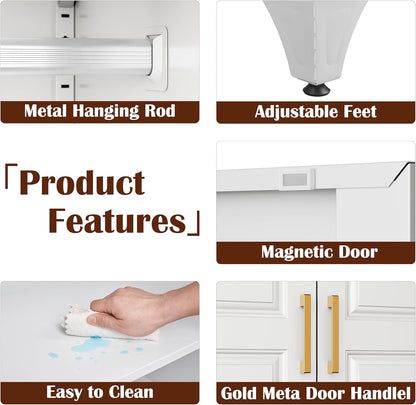 SteeLoong Metal Wardrobe Cabinet,Armoire Wardrobe Closet with Hanging Rod