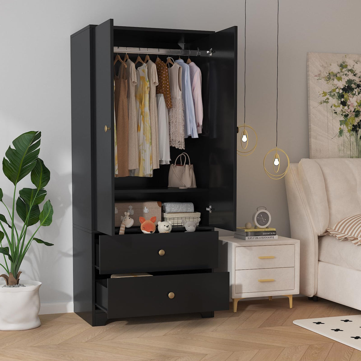 Garvee 71" Armoire Wardrobe Closet Bedroom Armoire Clothing Storage Cabinet