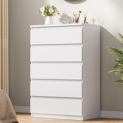 Jocoevol Black 5 Drawer Dresser for Bedroom, 15" D x 23.7" W x 40.4" H in Simply Chest of Drawers, Wood Storage Dresser with Drawers for Living Room Hallway Entryway, Black