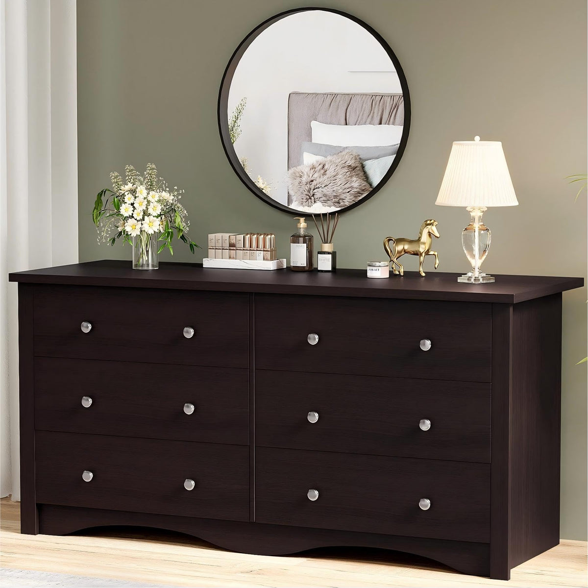 YESHOMY White Dresser for Bedroom with 6 Drawer, 47.2" Organizer Drawers