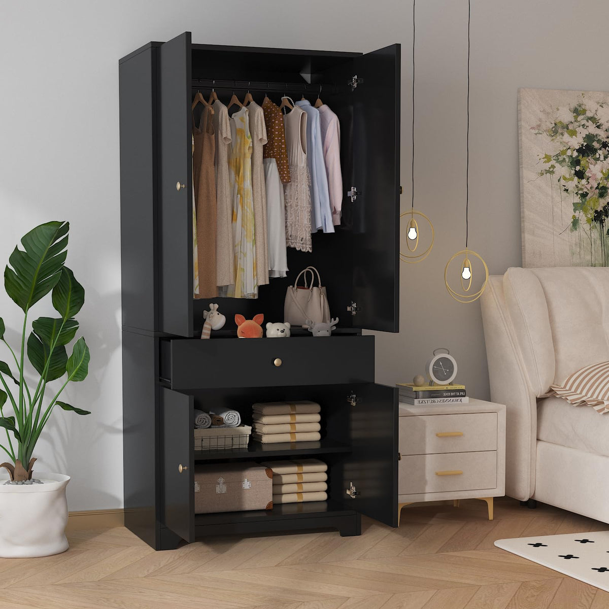 Garvee 71" Armoire Wardrobe Closet Bedroom Armoire Clothing Storage Cabinet