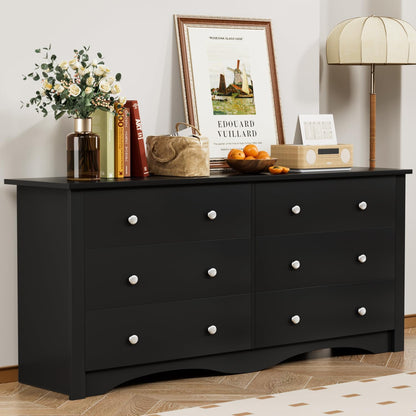 YESHOMY White Wood Dresser with 6 Drawer, 47.2" Chest of Drawers