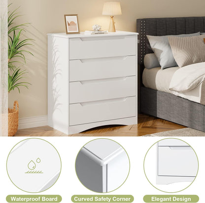 Gizoon 4 Drawer Dresser for Bedroom, Sturdy White Chest of Drawers, White