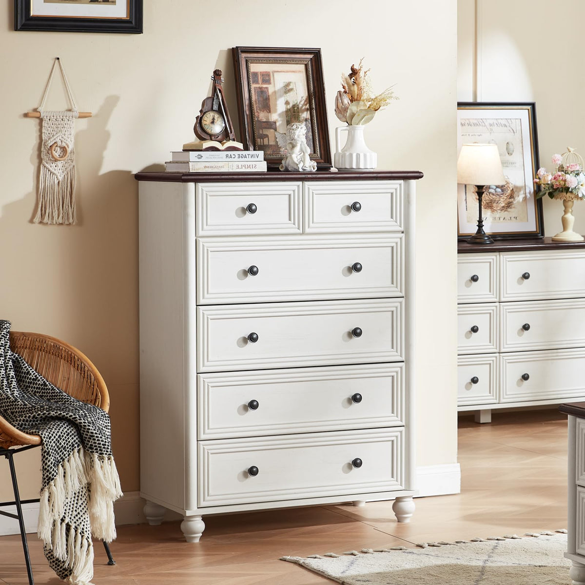 RWYHG Farmhouse 5 Drawer Dresser for Bedroom, 35.5" Small Dressers
