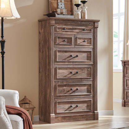 Aitjunz Farmhouse 46" Tall 5 Drawers Dresser for Bedroom, Antique White