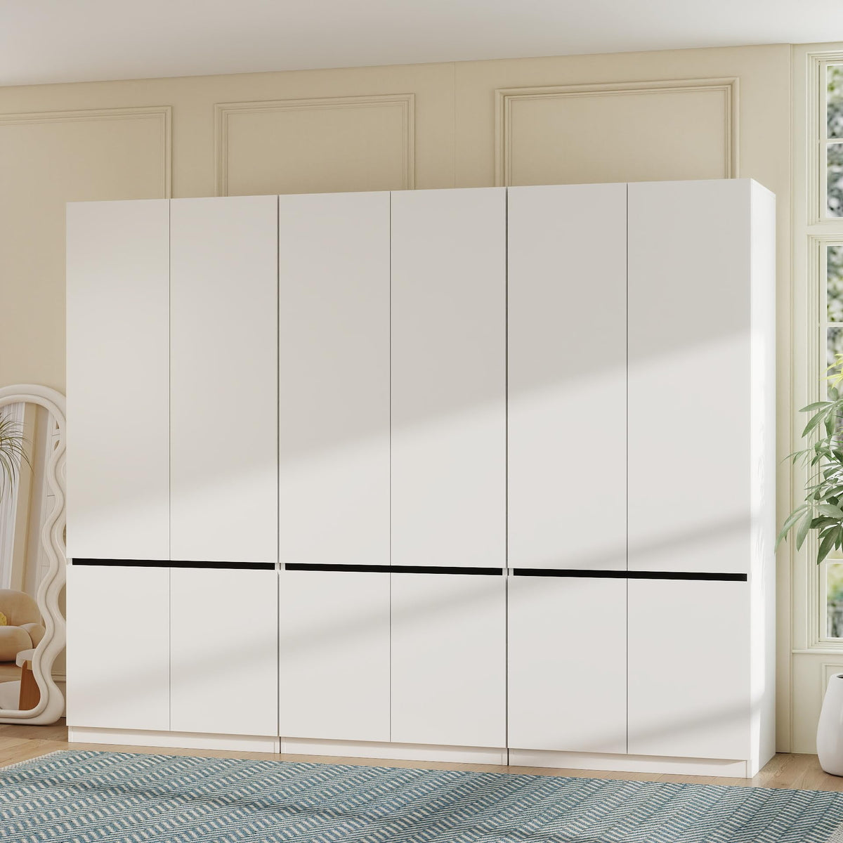 White Armoire Wardrobe Closet with 4 Doors, 75" Tall x 63" Wide