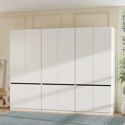 White Armoire Wardrobe Closet with 4 Doors, 75" Tall x 63" Wide