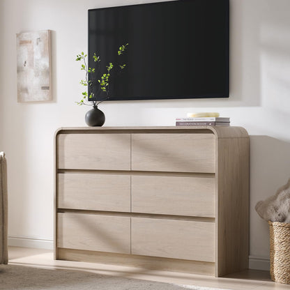 Aitjunz Modern 7 Drawers Dresser for Bedroom, 55" Tall Dresser, Natural Oak