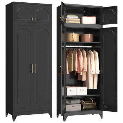 Polup 71" Metal Armoire Wardrobe Closet with Doors and Adjustable Shelves