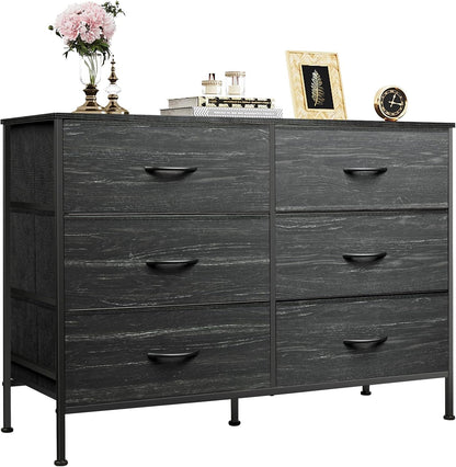 WLIVE Dresser for Bedroom with 6 Fabric Drawers, Rustic Brown