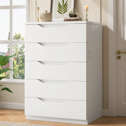 Jocoevol Brown 5 Drawer Dresser for Bedroom, Modern Tall Chest of Drawers