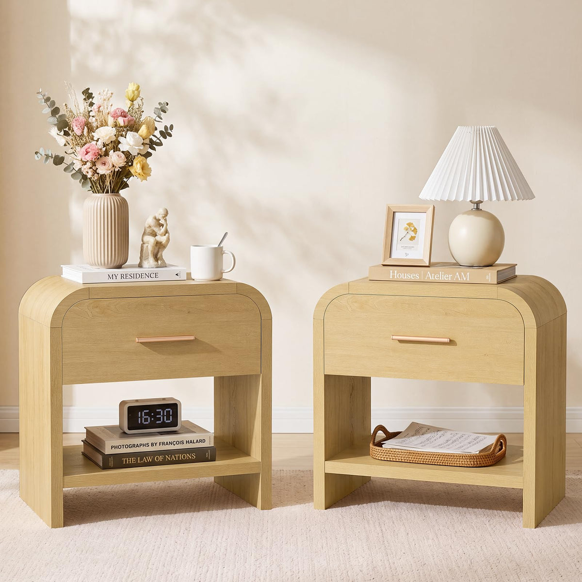 Night Stand Set of 2, 3-Drawer