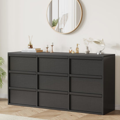 Garvee 9 Drawer Dresser for Bedroom, 59" Wide Modern Dressers & Chest of Drawers with Large Storage, Wooden Dresser Organizer Closet for Living Room, Entryway, Nursery, Walnut