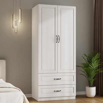 Black Wardrobe Closet with 9 Drawers and 6 Doors, 75" H x 95" W