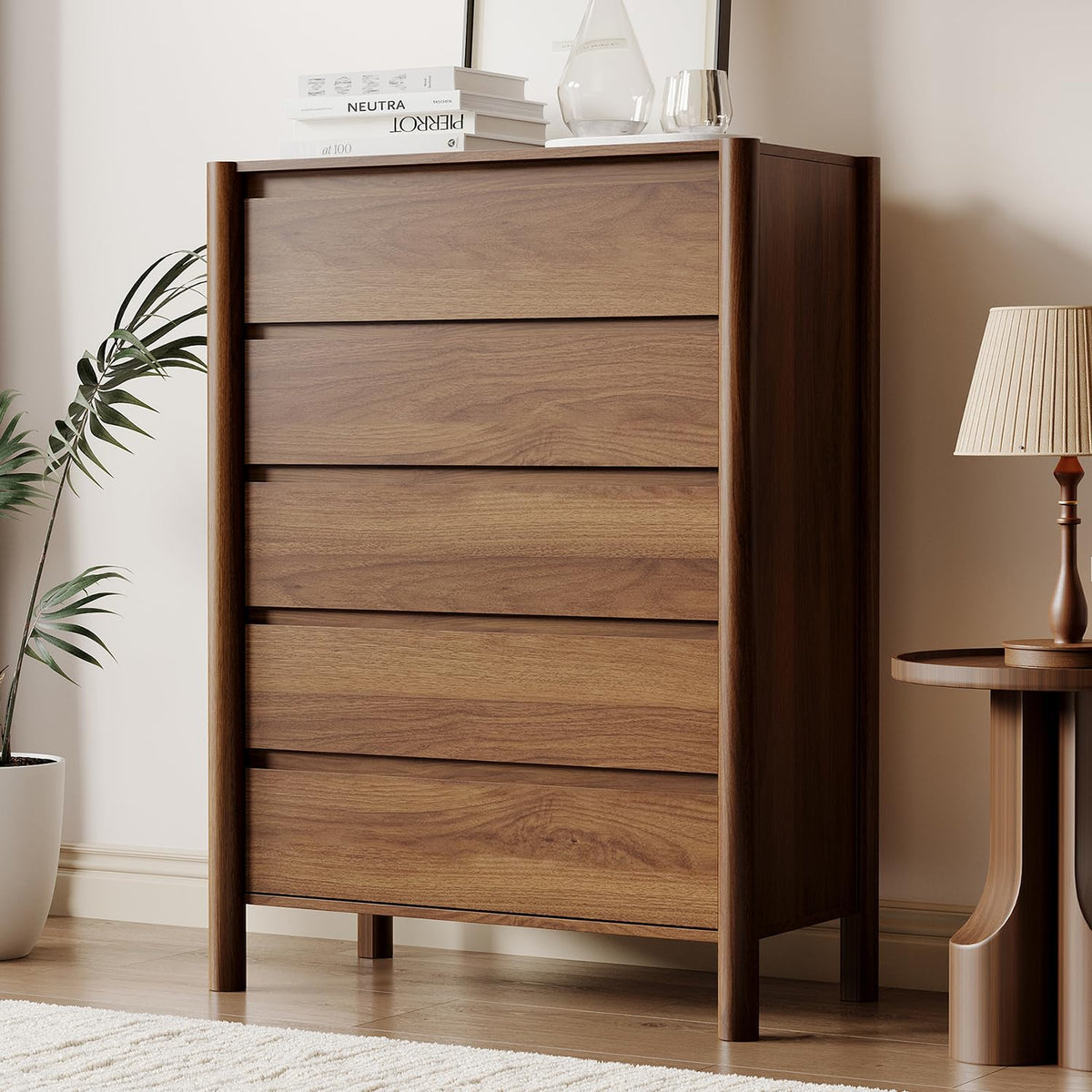 HOUROM Walnut Dresser for Bedroom,63"Wide 9 Drawer Mid Century Modern Chest