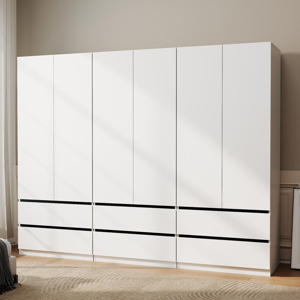 White Armoire Wardrobe Closet with 4 Doors, 75" Tall x 63" Wide