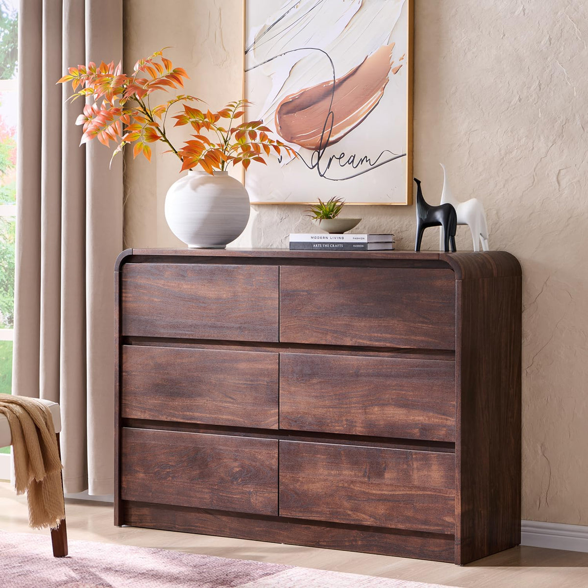 Aitjunz Modern 7 Drawers Dresser for Bedroom, 55" Tall Dresser, Natural Oak