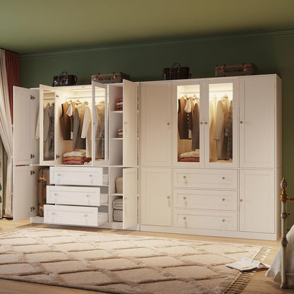 VOWNER 71" H Armoire Wardrobe Closet with Motion Sensor LED Light