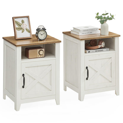 VASAGLE Set of 2 Nightstands with 2 Drawers and Charging Station