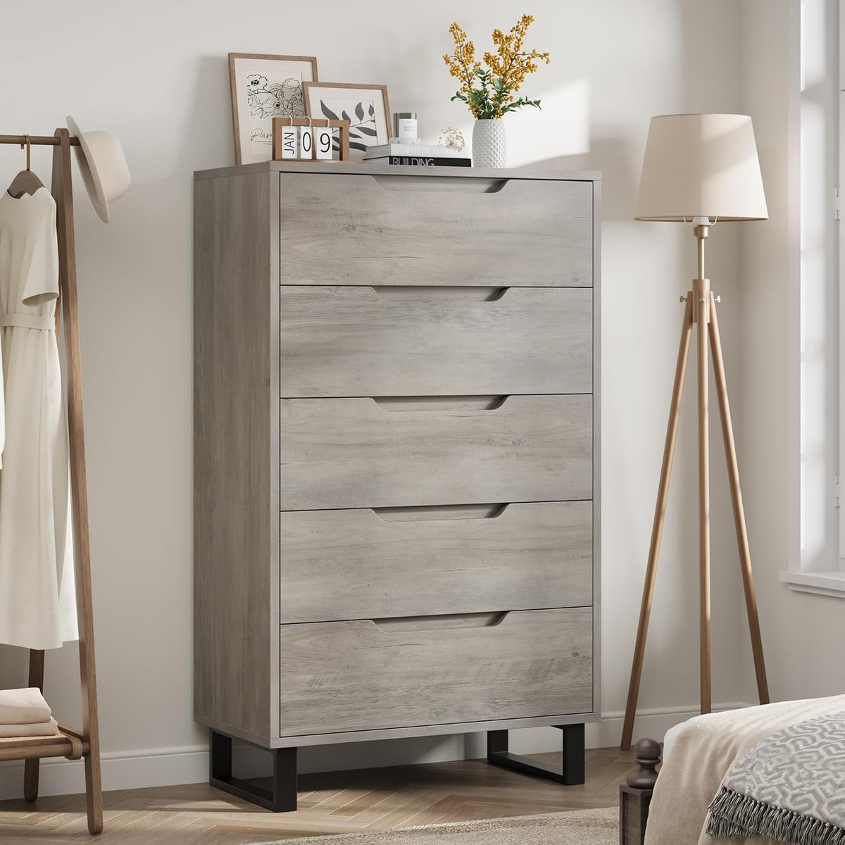 Garvee 5 Dresser for Bedroom, 50.5" Vertical Dresser Drawer with Storage