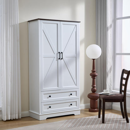 SOOWERY Farmhouse Dresser for Bedroom, Tall Chest of Drawers, Dark Cherry