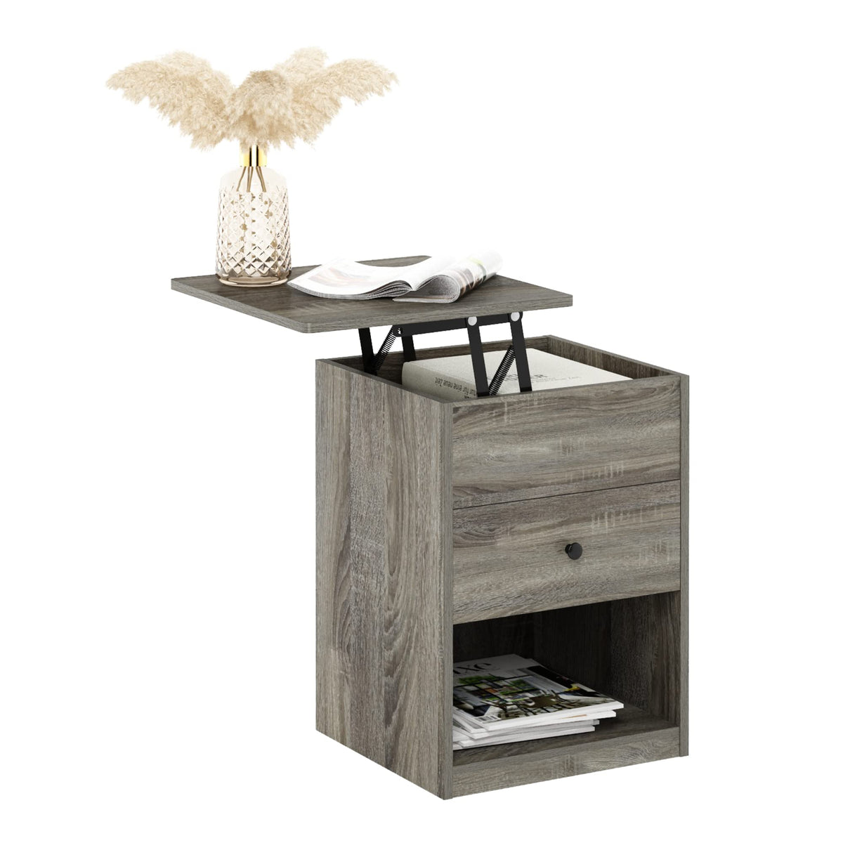 Furinno Tidur Set of 2 Modern Night Stand, Nightstand, Americano