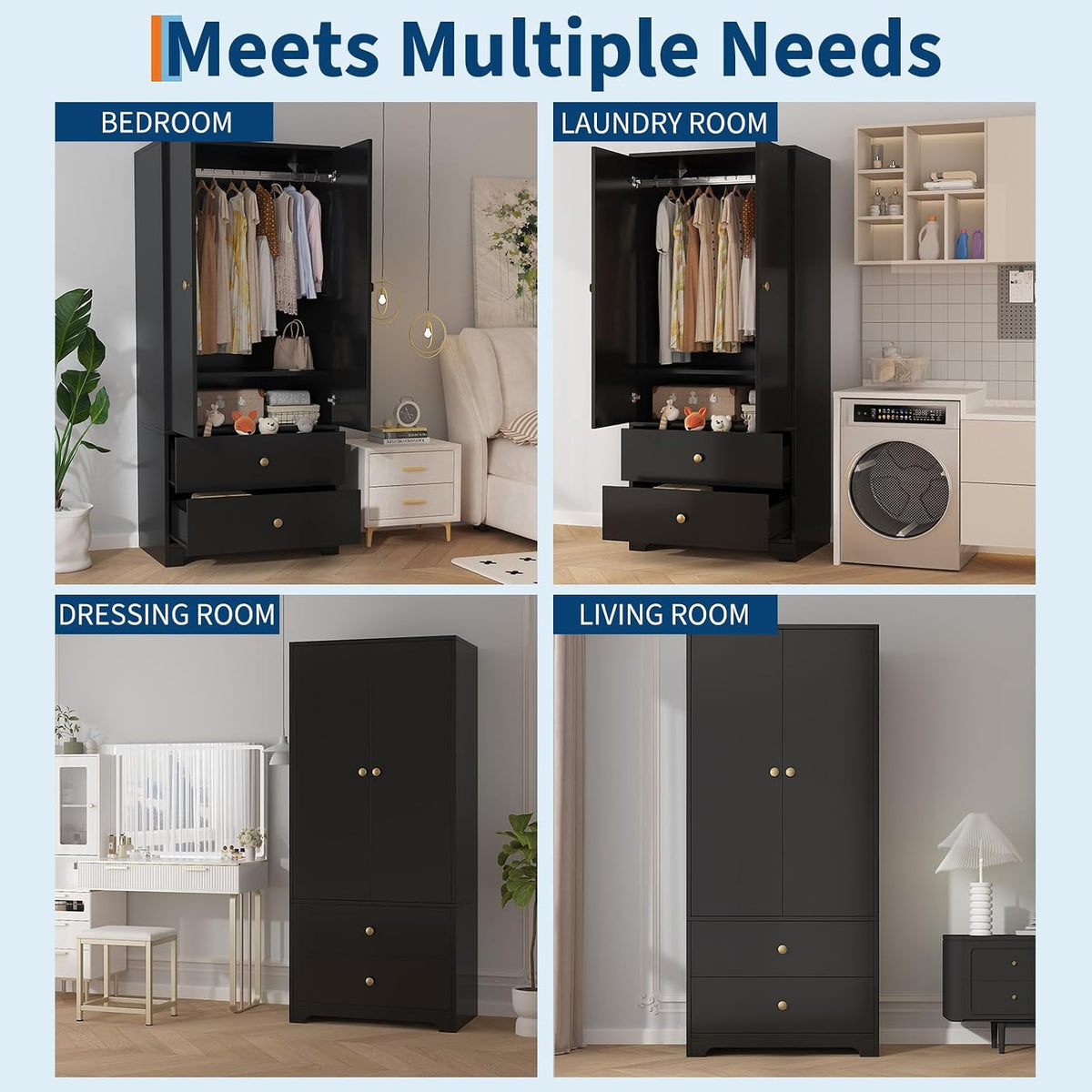 Garvee 71" Armoire Wardrobe Closet Bedroom Armoire Clothing Storage Cabinet