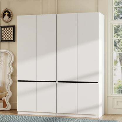 White Armoire Wardrobe Closet with 4 Doors, 75" Tall x 63" Wide