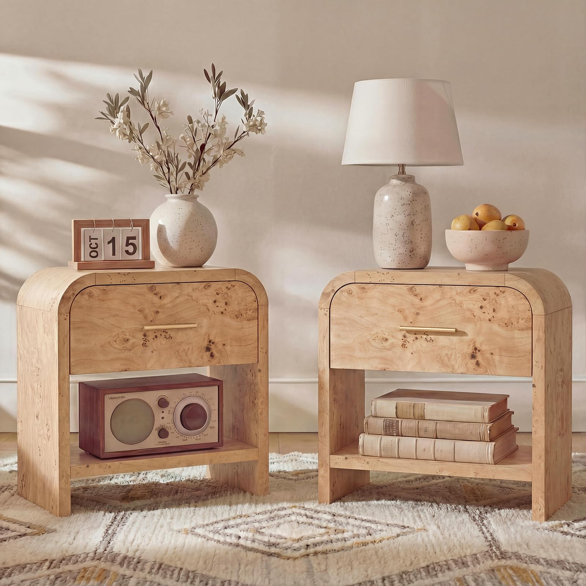 Night Stand Set of 2, 3-Drawer