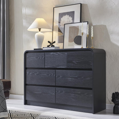 Aitjunz Modern 7 Drawers Dresser for Bedroom, 55" Tall Dresser, Natural Oak
