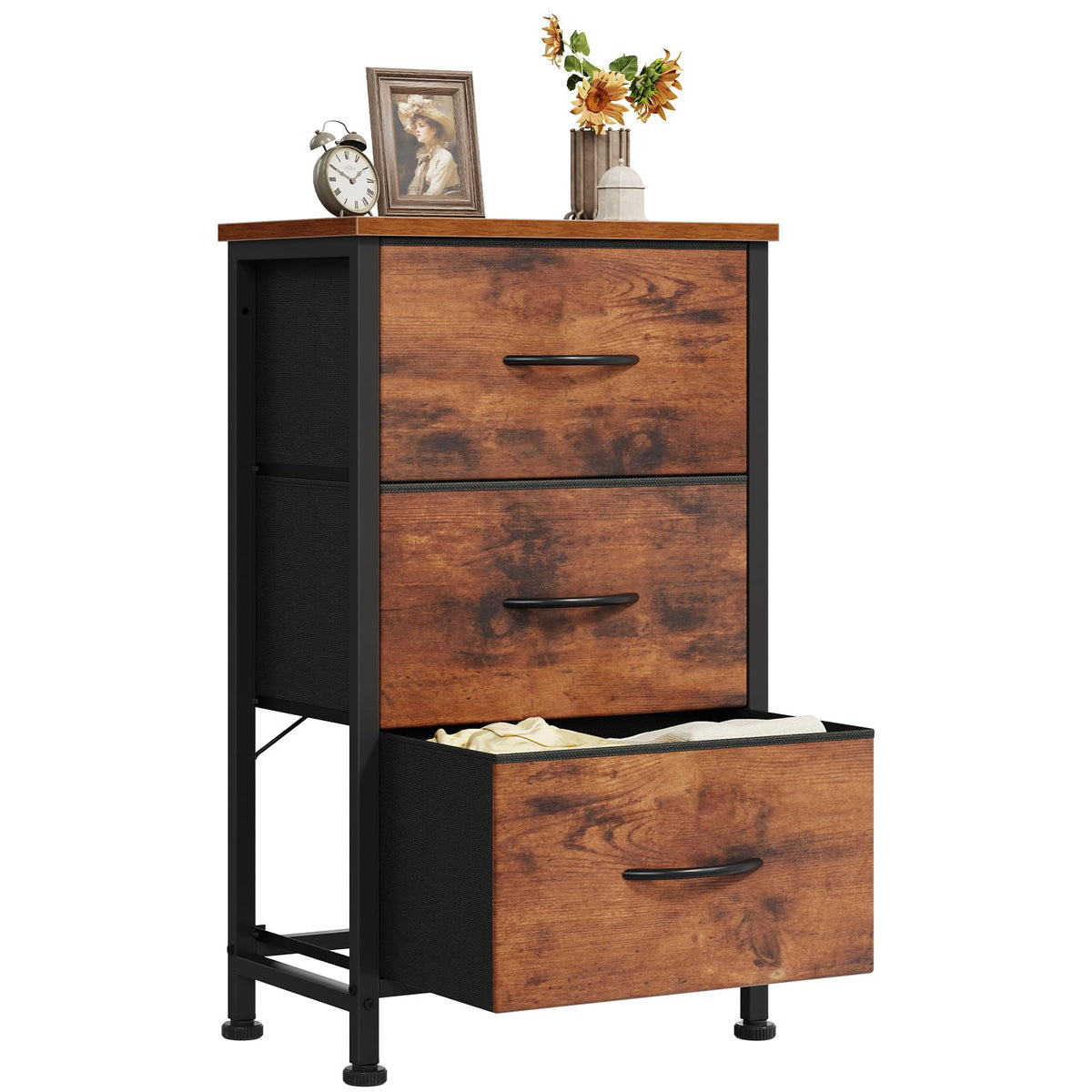 DUMOS Night Stand Small Dresser for Bedroom with 2 Drawers, Bedside Table