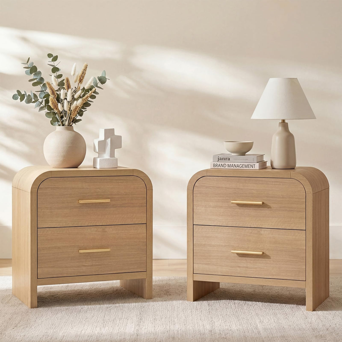 Night Stand Set of 2, 3-Drawer