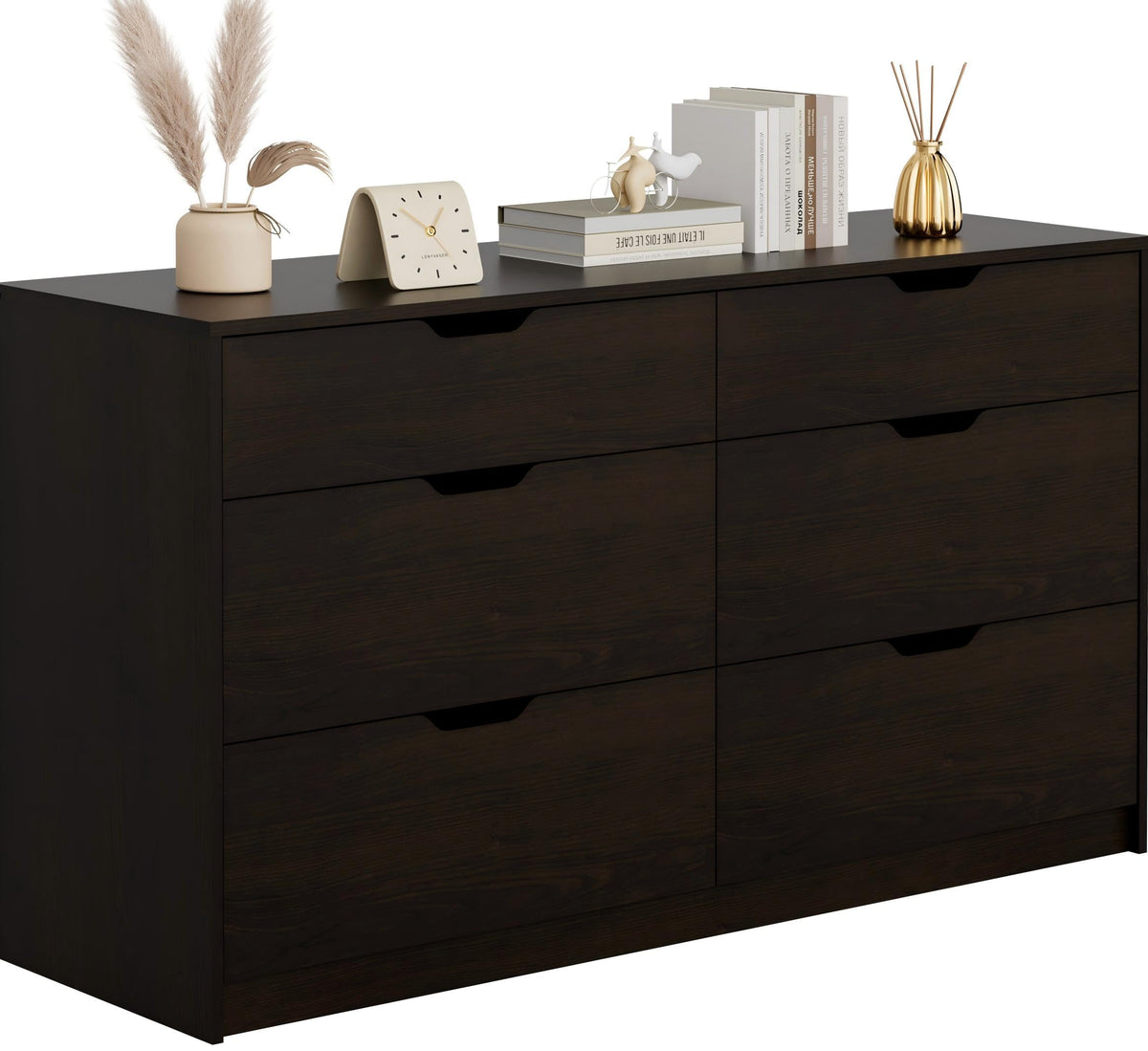 Furmax Dresser for Bedroom with 6 Drawers, 47.2" Modern Dressers, Black