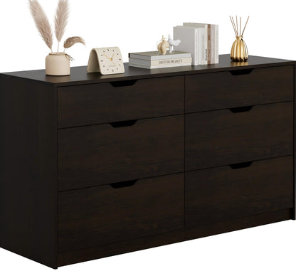 Furmax Dresser for Bedroom with 6 Drawers, 47.2" Modern Dressers, Black