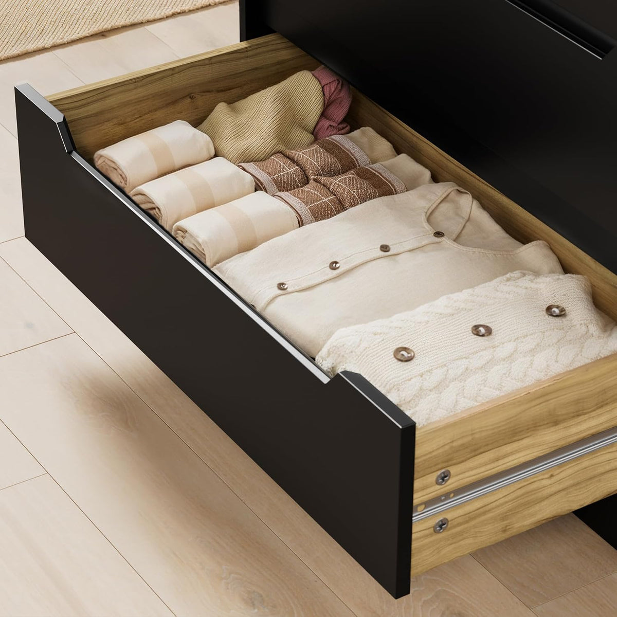 Gizoon Tall 6 Drawer Dresser, Black Bedroom Chest of Drawers Cabinet