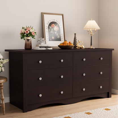 Shahoo Black Dresser for Bedroom with 6 Drawers, 47.2" Wood Dresser