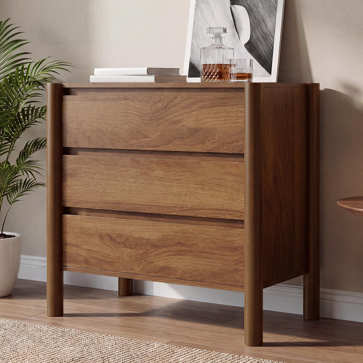 HOUROM Walnut Dresser for Bedroom,63"Wide 9 Drawer Mid Century Modern Chest