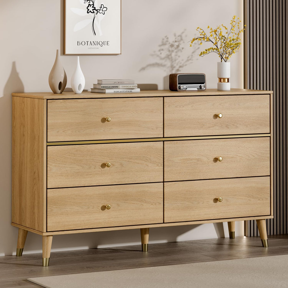 Chrangmay Modern Chest of Drawers with 6 Drawers,Deep Drawers,Clothes Organizer,Large Storage Cabinet for Living Room, Bedroom,Hallway,with Anti-Tipping Device,White